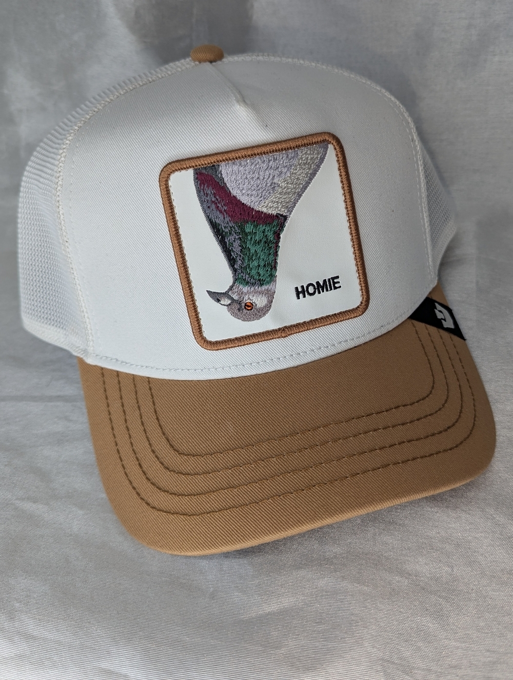 Goorin Bros Homie Trucker Hat White Brown Black Mesh Adjustable One Size